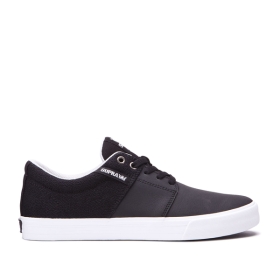 Mens Supra Low Top Shoes STACKS II VULC Black/Cool Grey/white | AU-96114